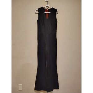 Spanx Perfect Sleeveless Jumpsuit Size S Tall Long Black Flare Leg Ponte Stretch